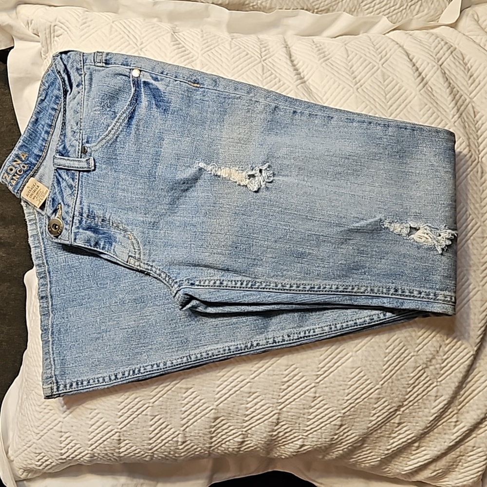 Y2K Arizona Jean Co Light Wash Denium Distressed Low-Rise Flare-Leg Size 5